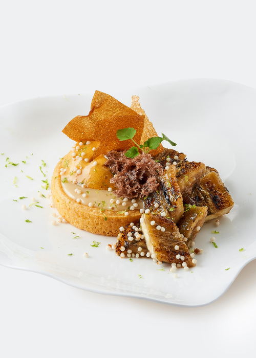 Bordalou Basis met dulce de leche en banaan