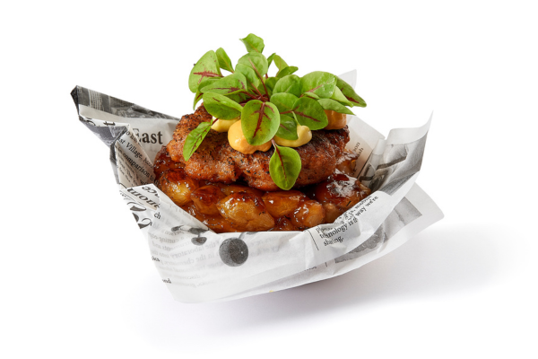 Tarte Tatin Zilveruitjes & Tijm met hamburger en Natural Sauces