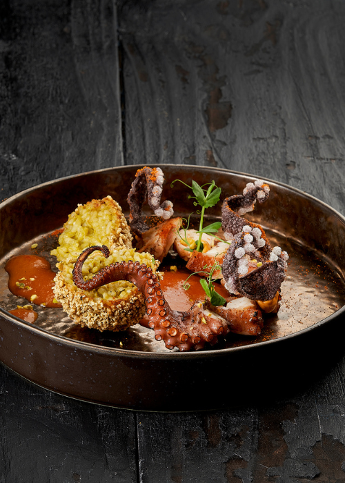 Octopus met risottokroket