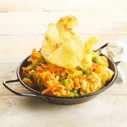 Paella Valenciana met Kroepoek Saffraan