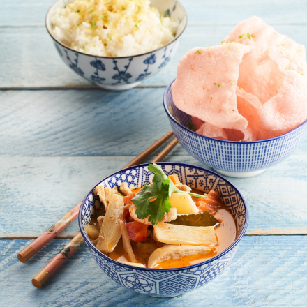 Thaise rode curry met Kroepoek Rode Curry