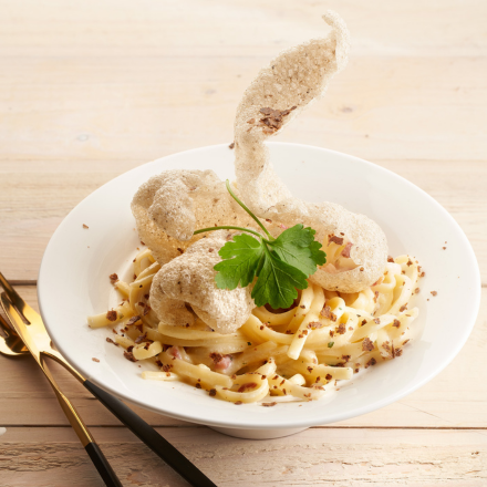 Pasta Carbonara met Kroepoek Truffel