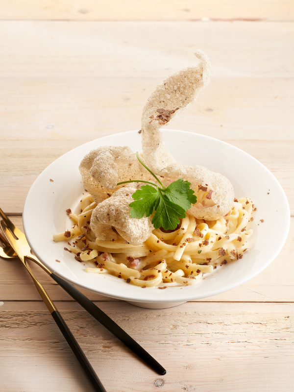 Pasta Carbonara met Kroepoek Truffel