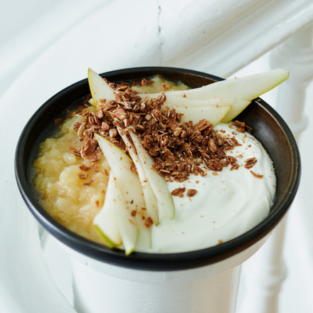 Griekse yoghurt met appelcompote en Granola #3 Cacao