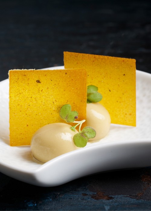 Sferische olijf met Vegetable Sheet Carrot