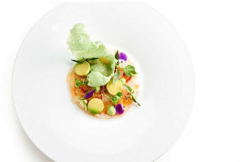 Carpaccio van langoustines met Kroepoek Wasabi